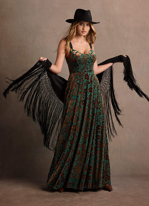 Helena Teal Multi Maxi Dress