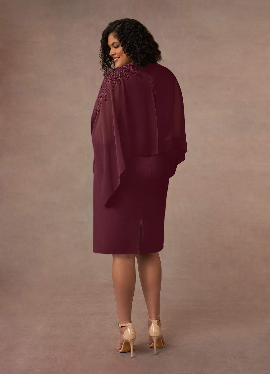 Cabernet Sheath Lace Chiffon Dress