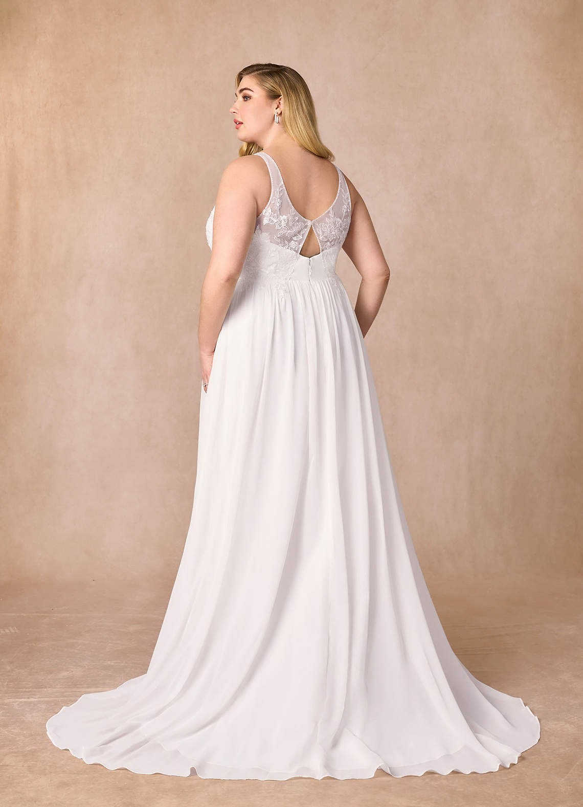 Diamond White A-Line Sequins Chiffon Dress