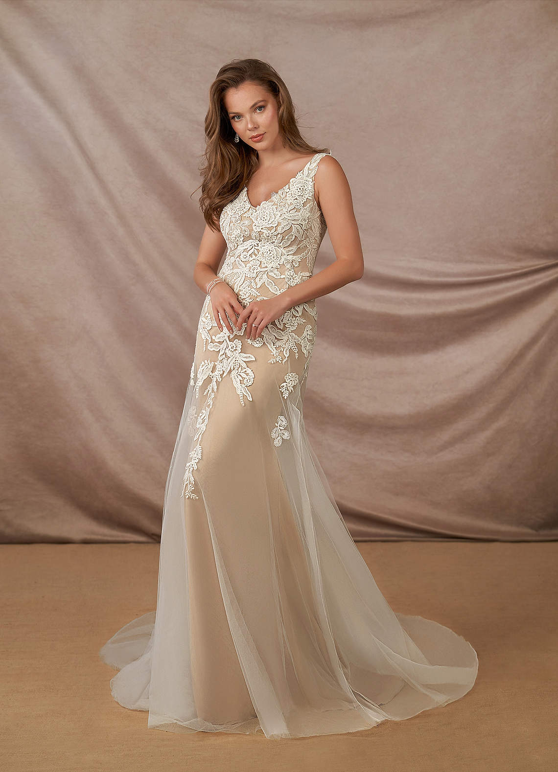 Diamond White Nude Sheath Sequins Tulle Dress