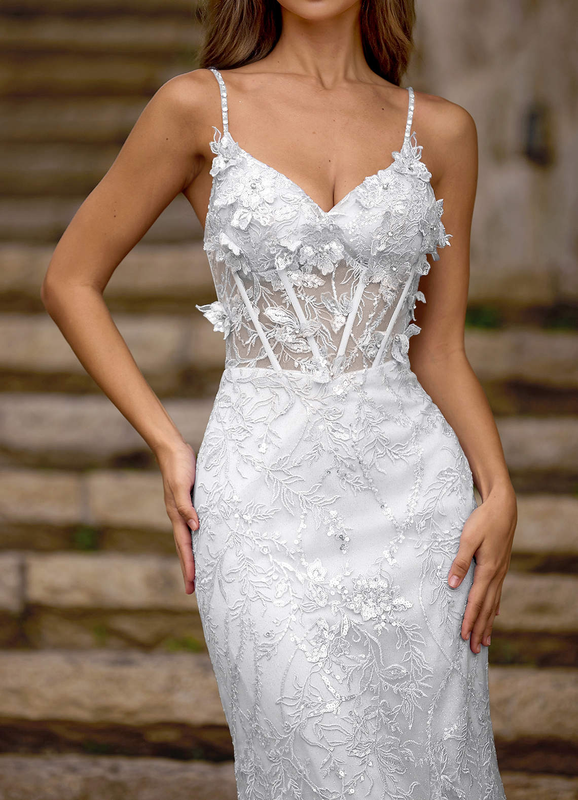 Blazing White Glitter Prom Dress
