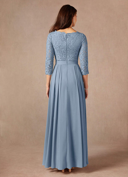 Dusty Blue A-Line Lace Dress