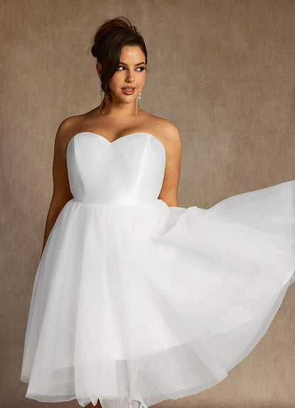 Diamond White A-Line Sweetheart Neckline Tulle Dress