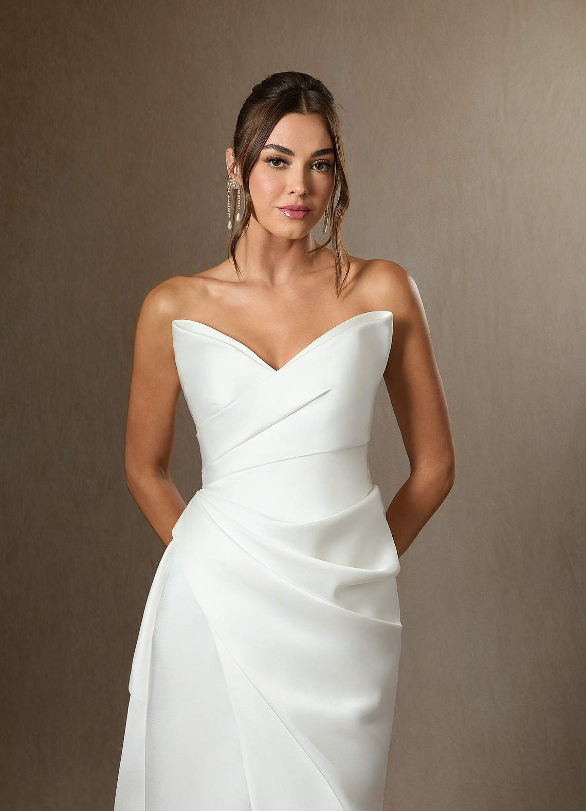 Diamond White Mermaid Strapless Double Faced Satin Dress