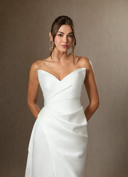 Diamond White Mermaid Strapless Double Faced Satin Dress