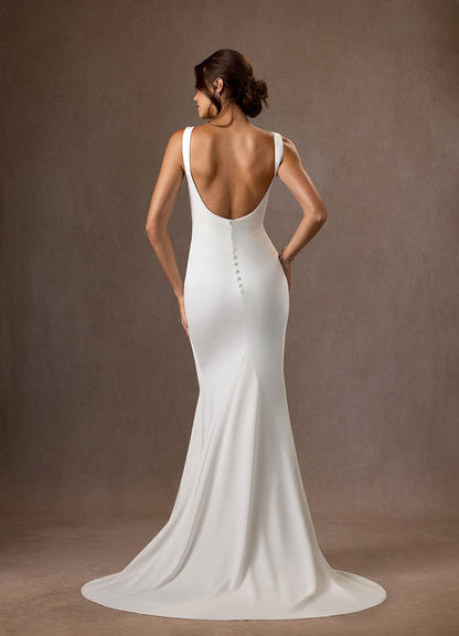 Diamond White Mermaid Crepe Back Satin Dress