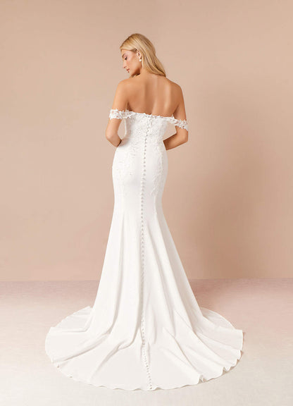 Diamond White Mermaid Sequins Stretch Crepe Dress