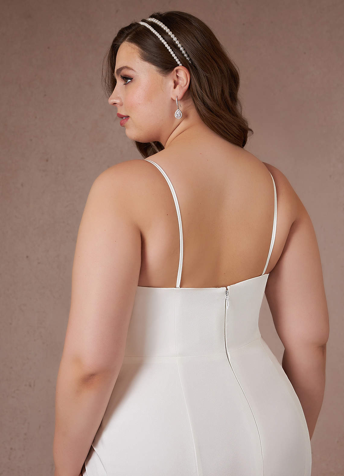 Diamond White Mermaid Strapless Crepe Back Satin Dress