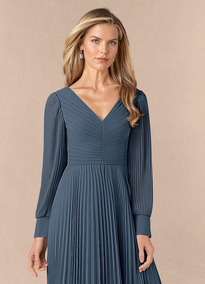 Neptune A-Line Pleated Chiffon Dress