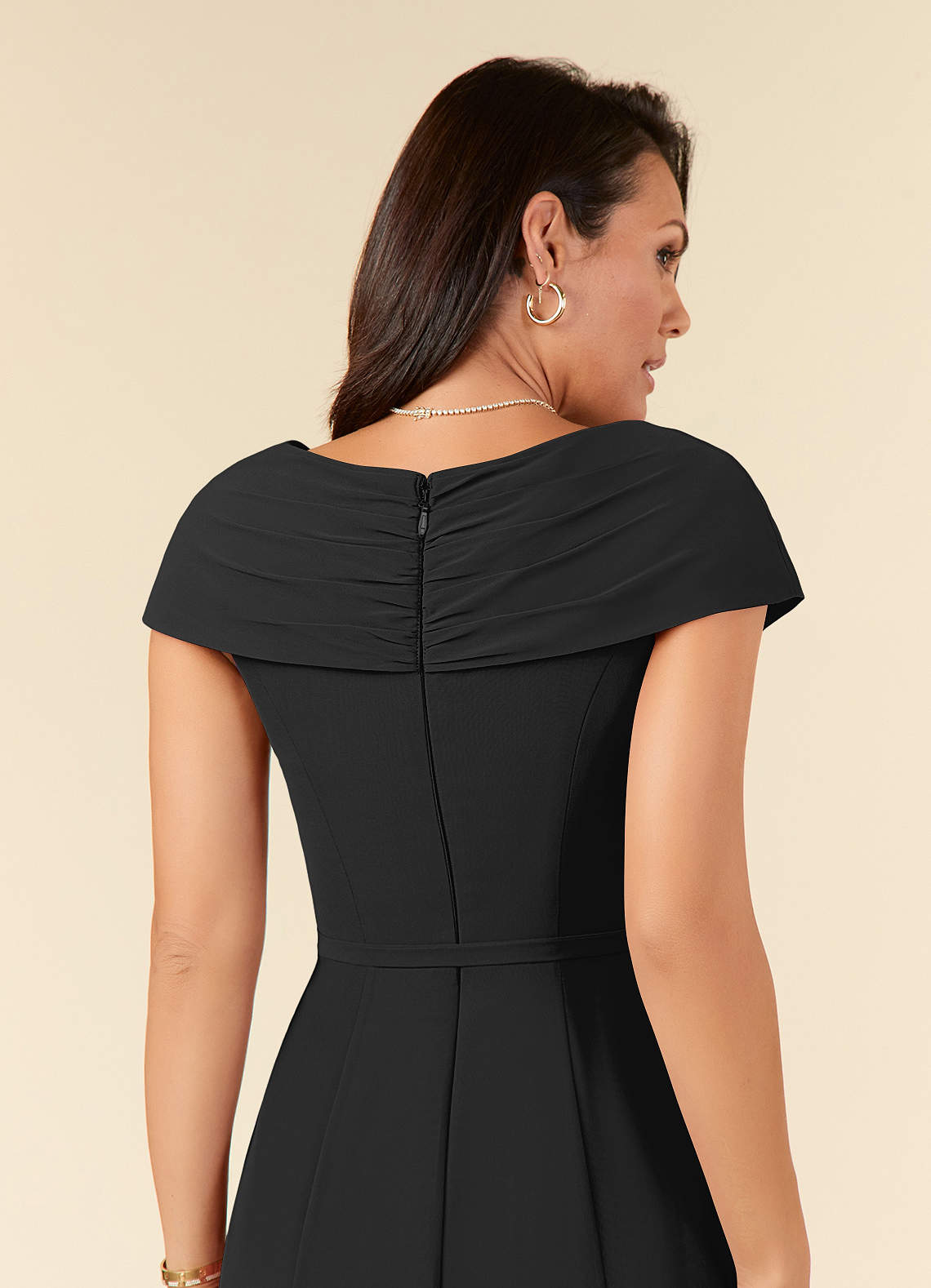 Black Mermaid Ruched Chiffon Dress