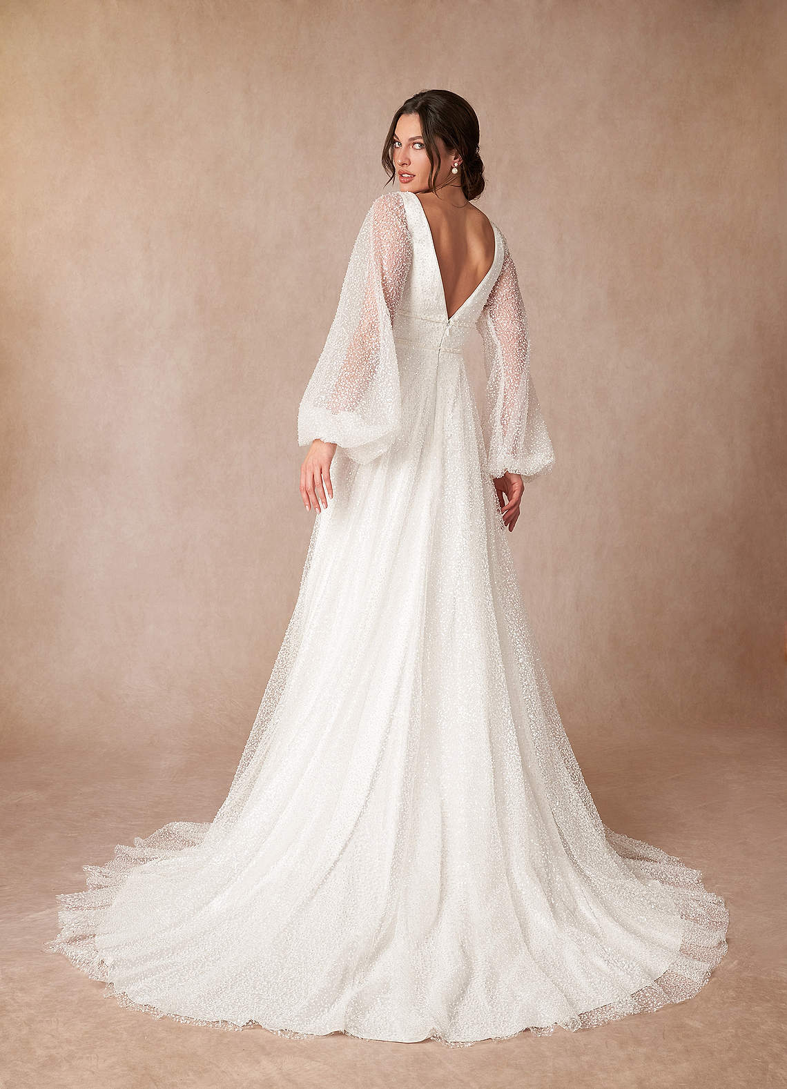 Diamond White A-Line V-Neck Beading Dress