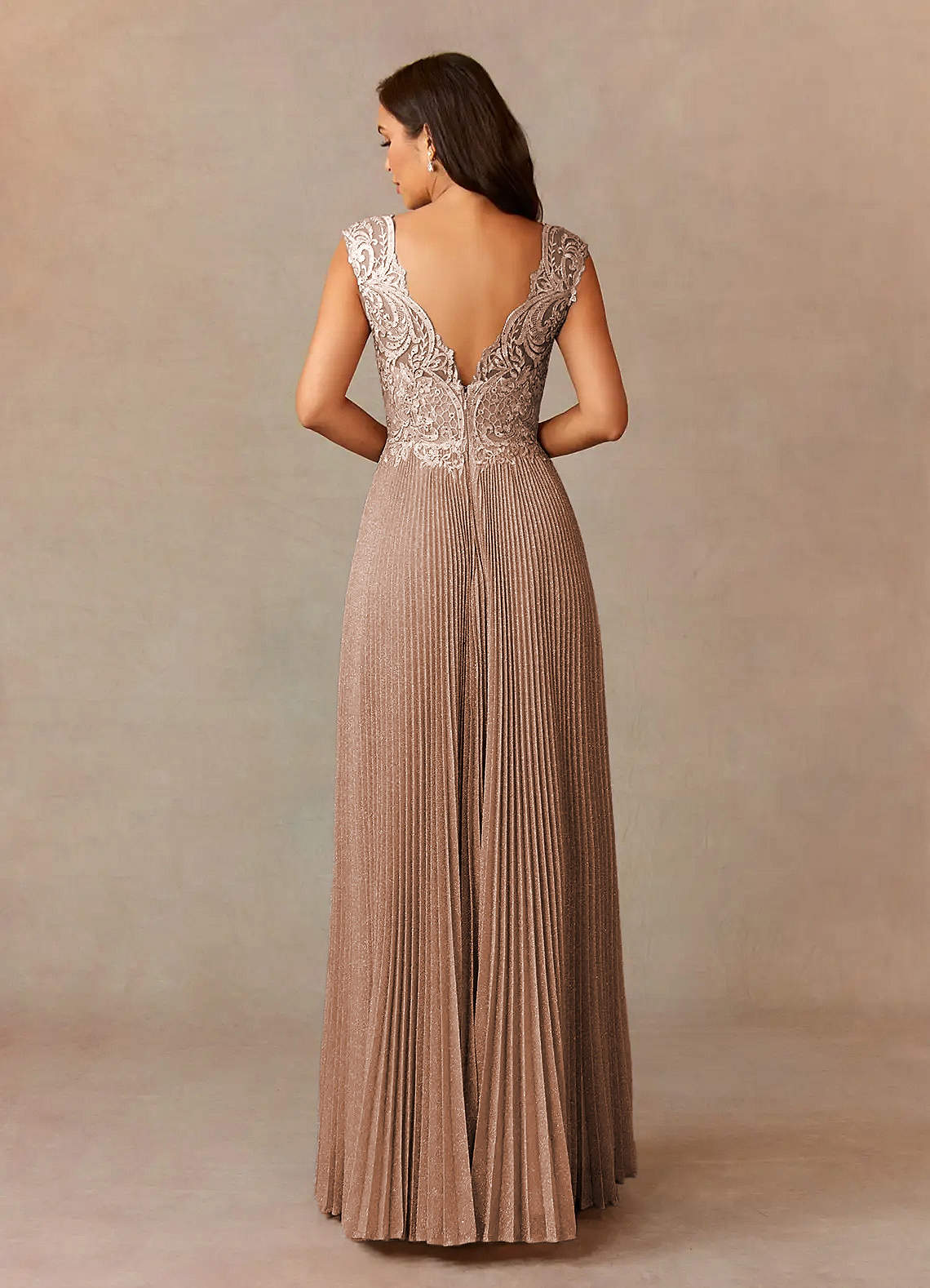 Dusty Rose A-Line V-Neck Shimmer Knit Dress