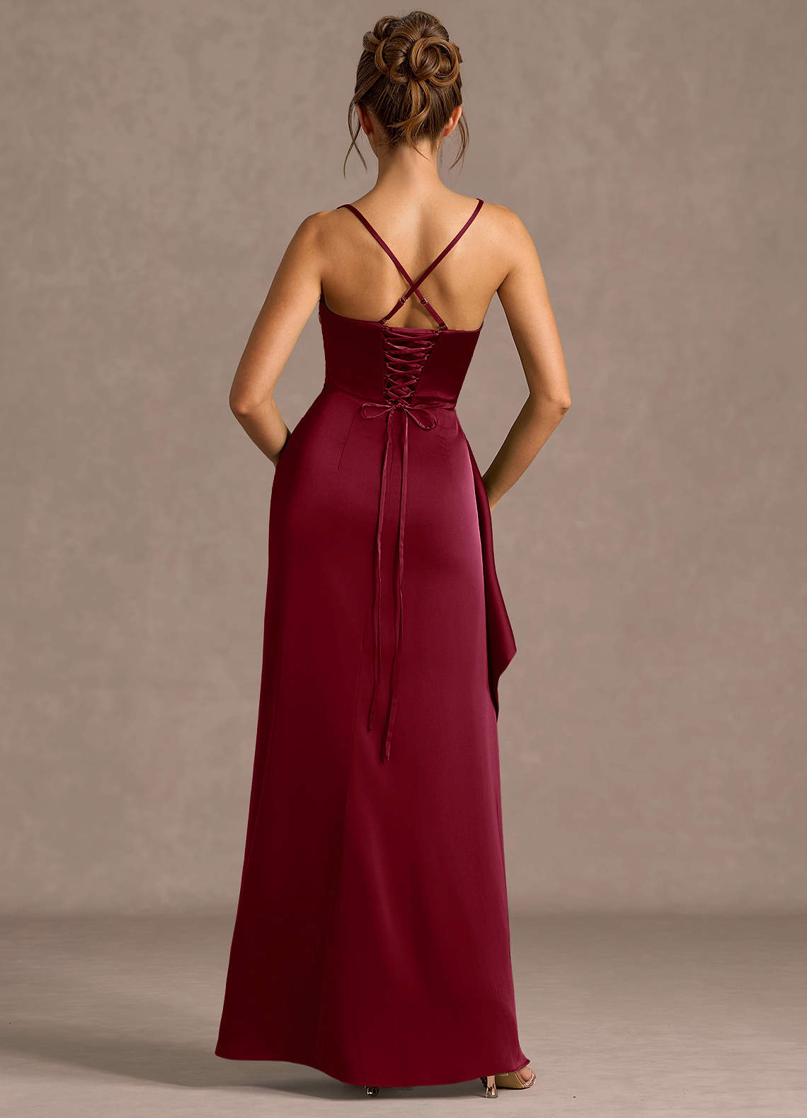 Thora Merlot Open Back Prom Dress