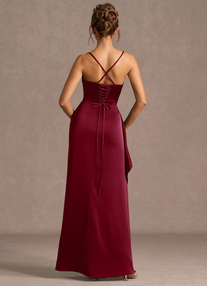 Thora Merlot Open Back Prom Dress