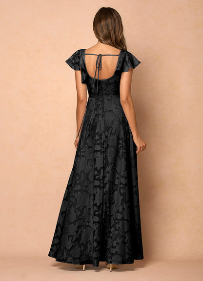 Anna Black Ruffled Maxi Dress  Dress