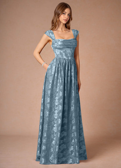 Briar Dusty Blue Modest Prom Dress
