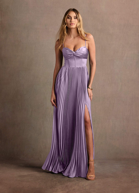 Styla Frosted Lilac Pleated Maxi Dress