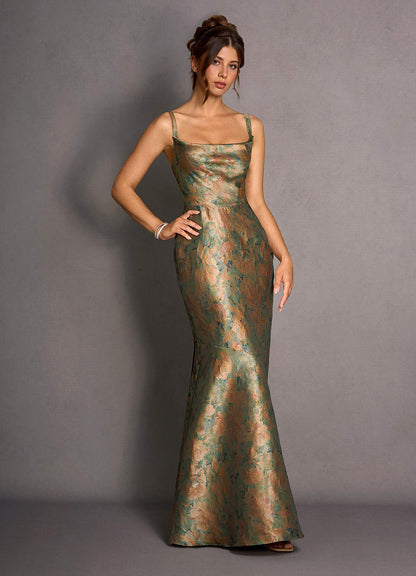 Calantha Vintage Teal Maxi Dress  Dress