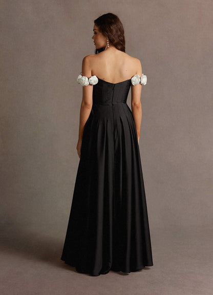 Cameron Black And White Rose Gown