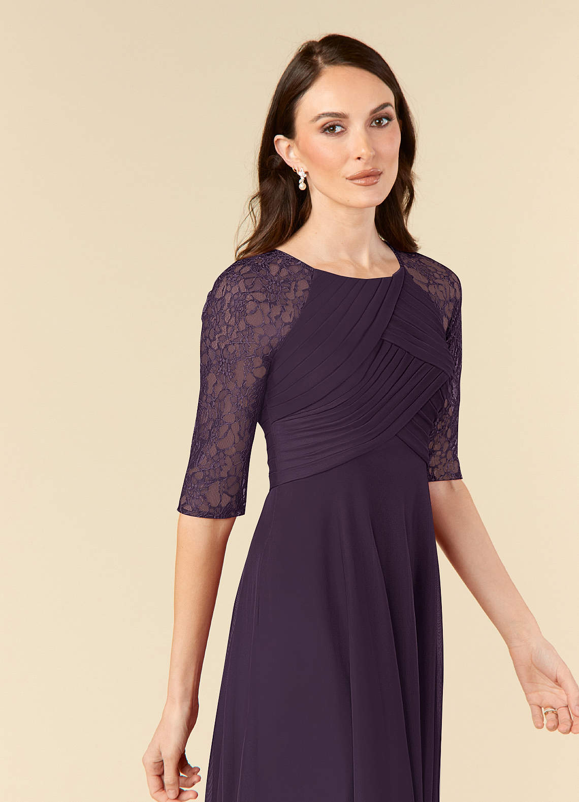 Plum A-Line Lace Dress