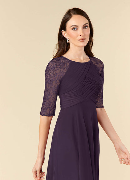 Plum A-Line Lace Dress