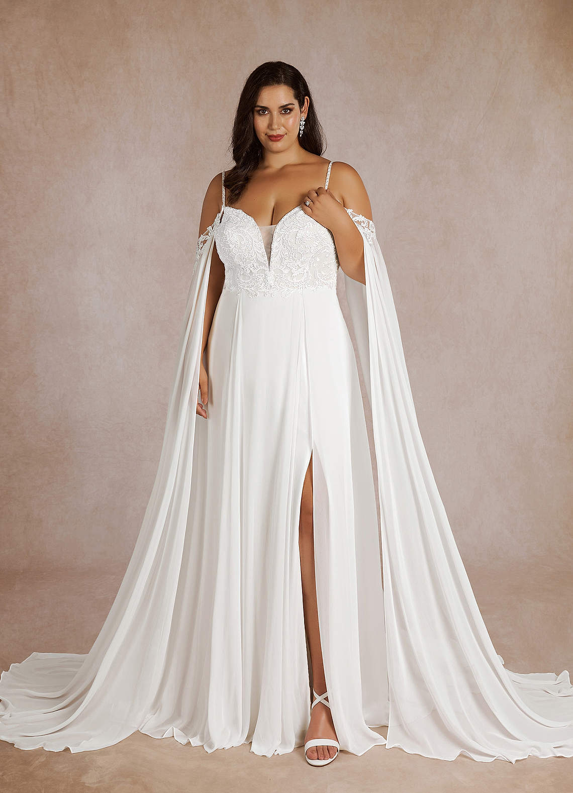 Diamond White A-Line Sequins Chiffon Dress