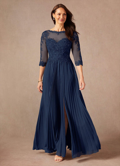 Dark Navy A-Line Sequins Chiffon Dress