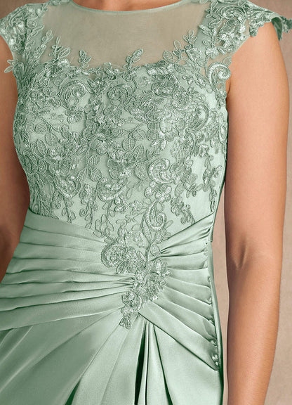 Agave Sheath Pleated Stretch Satin Dress