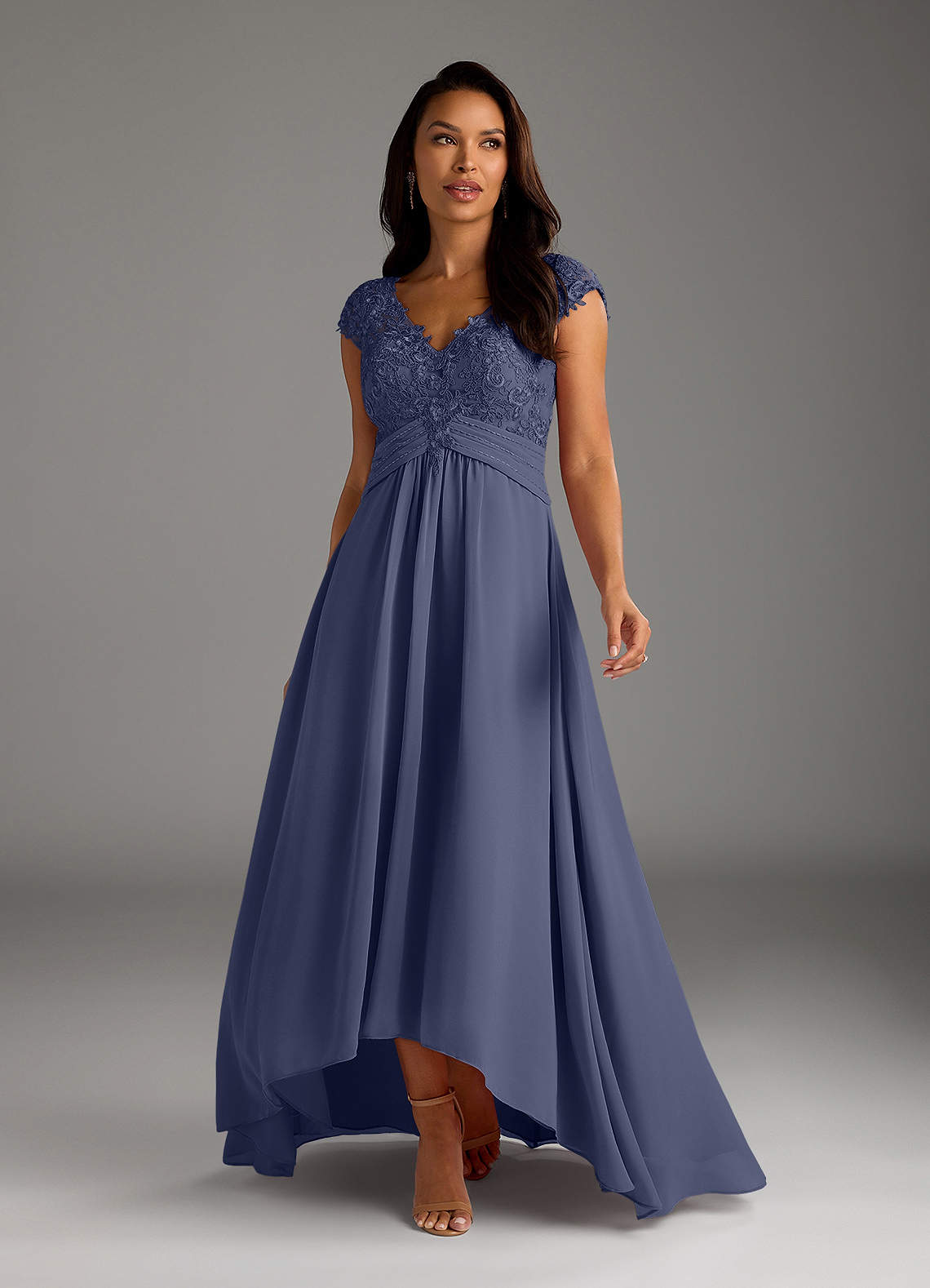 Stormy A-Line Lace Chiffon Dress