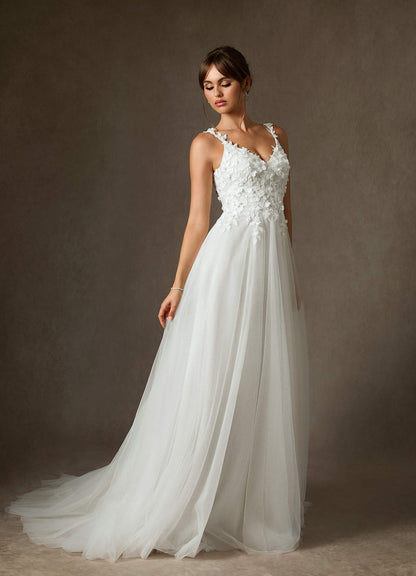Diamond White Ball-Gown Lace Dress