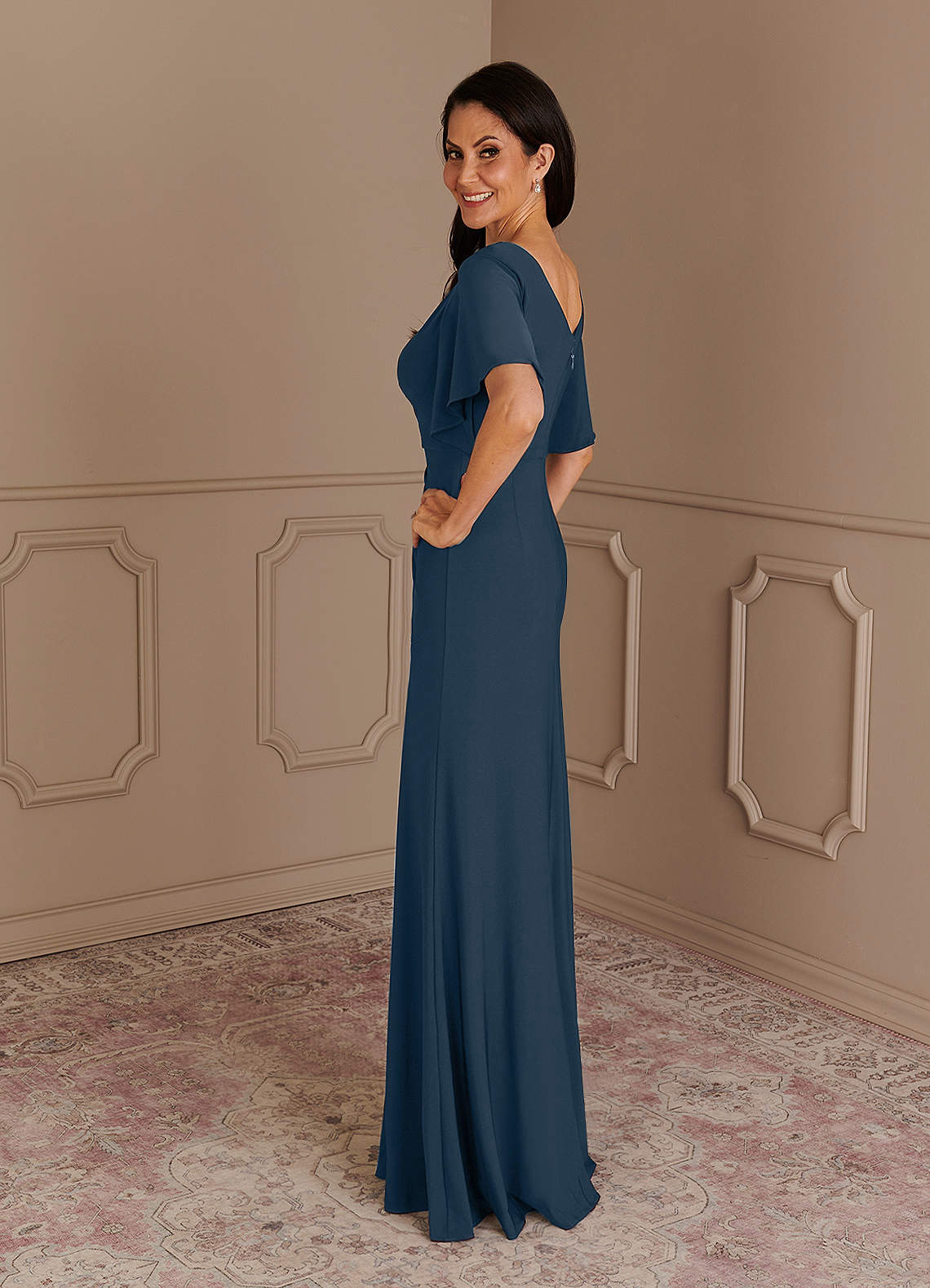 Neptune Mermaid Boatneck Pleated Luxe Knit Dress