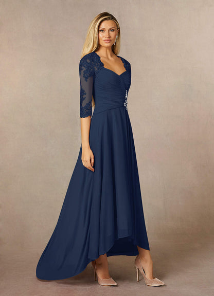 Dark Navy Sheath Sweetheart Sequins Lace Dress
