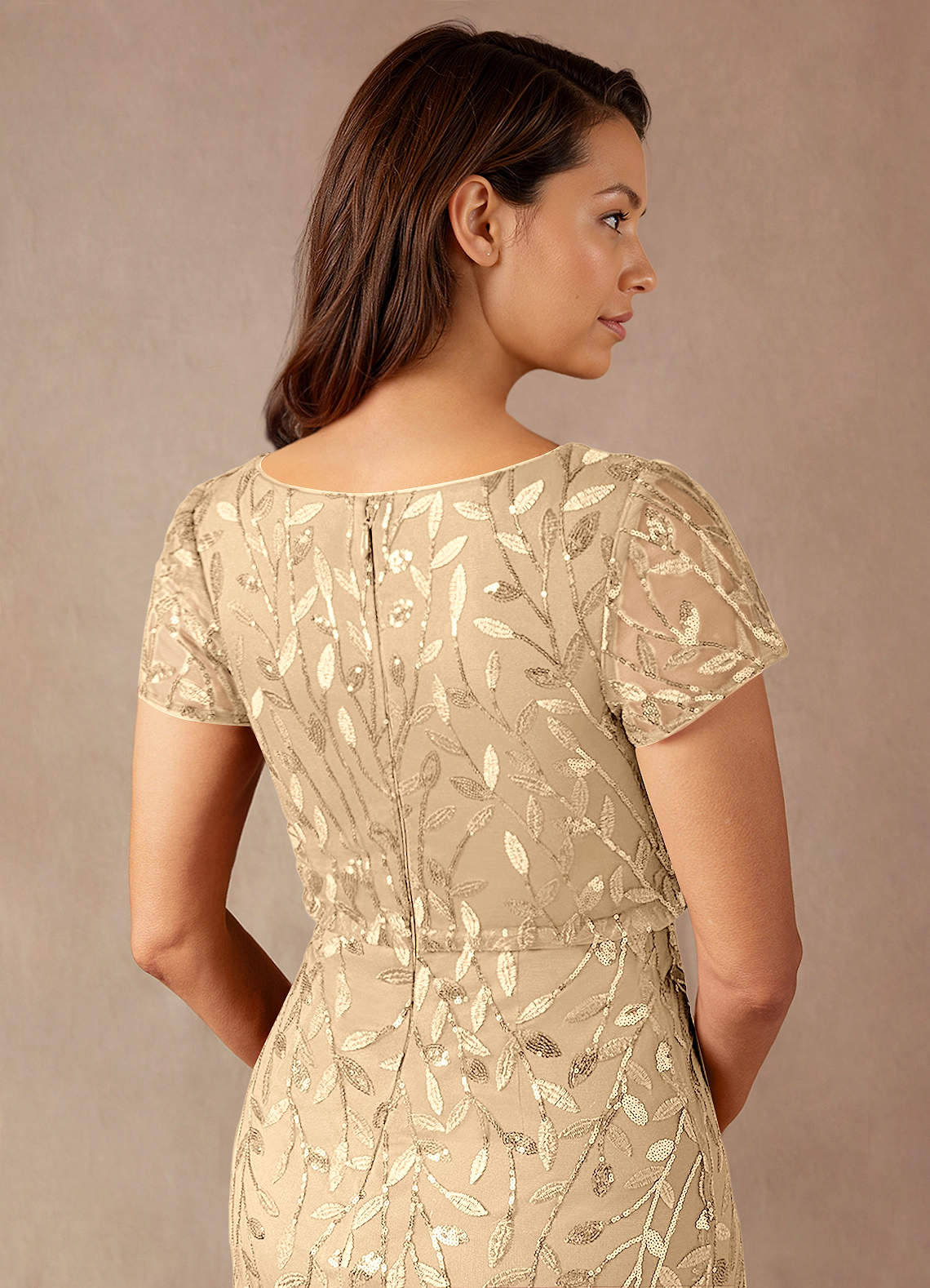 Champagne A-Line Sequins Dress