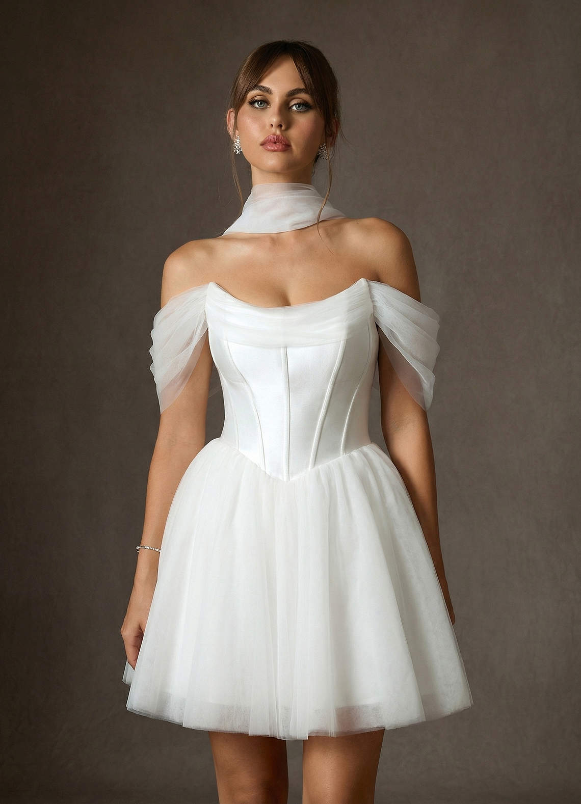 Diamond White A-Line Tulle Dress