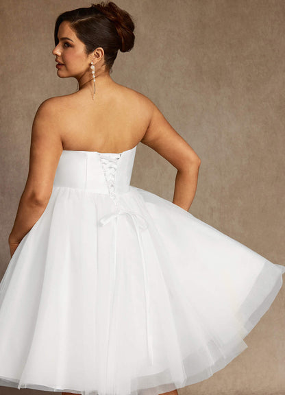 Diamond White A-Line Sweetheart Neckline Tulle Dress