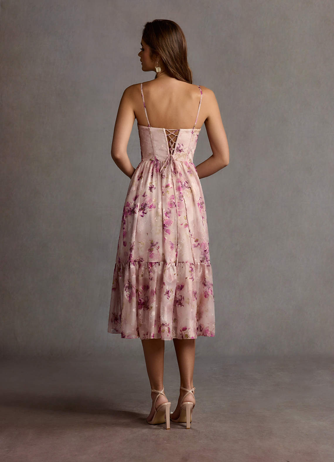 Gigi Mauve Floral Midi Dress