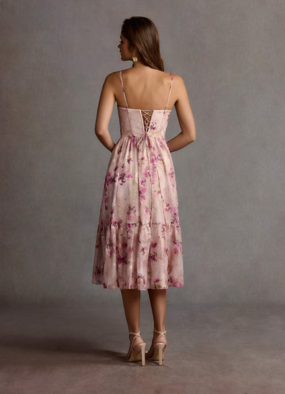 Gigi Mauve Floral Midi Dress