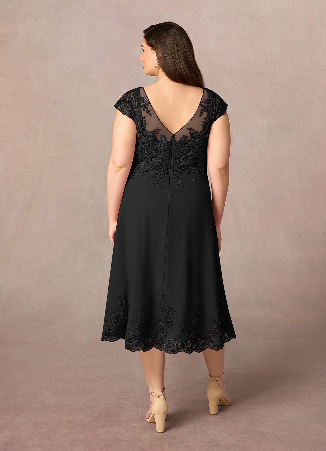 Black A-Line Scoop Lace Dress