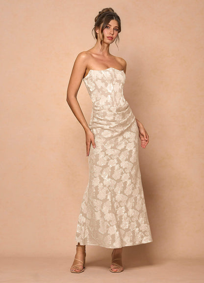Ezrena Cream Maxi Dress