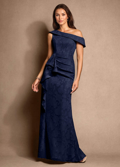 Dark Navy A-Line Pleated Floral Burnout Dress