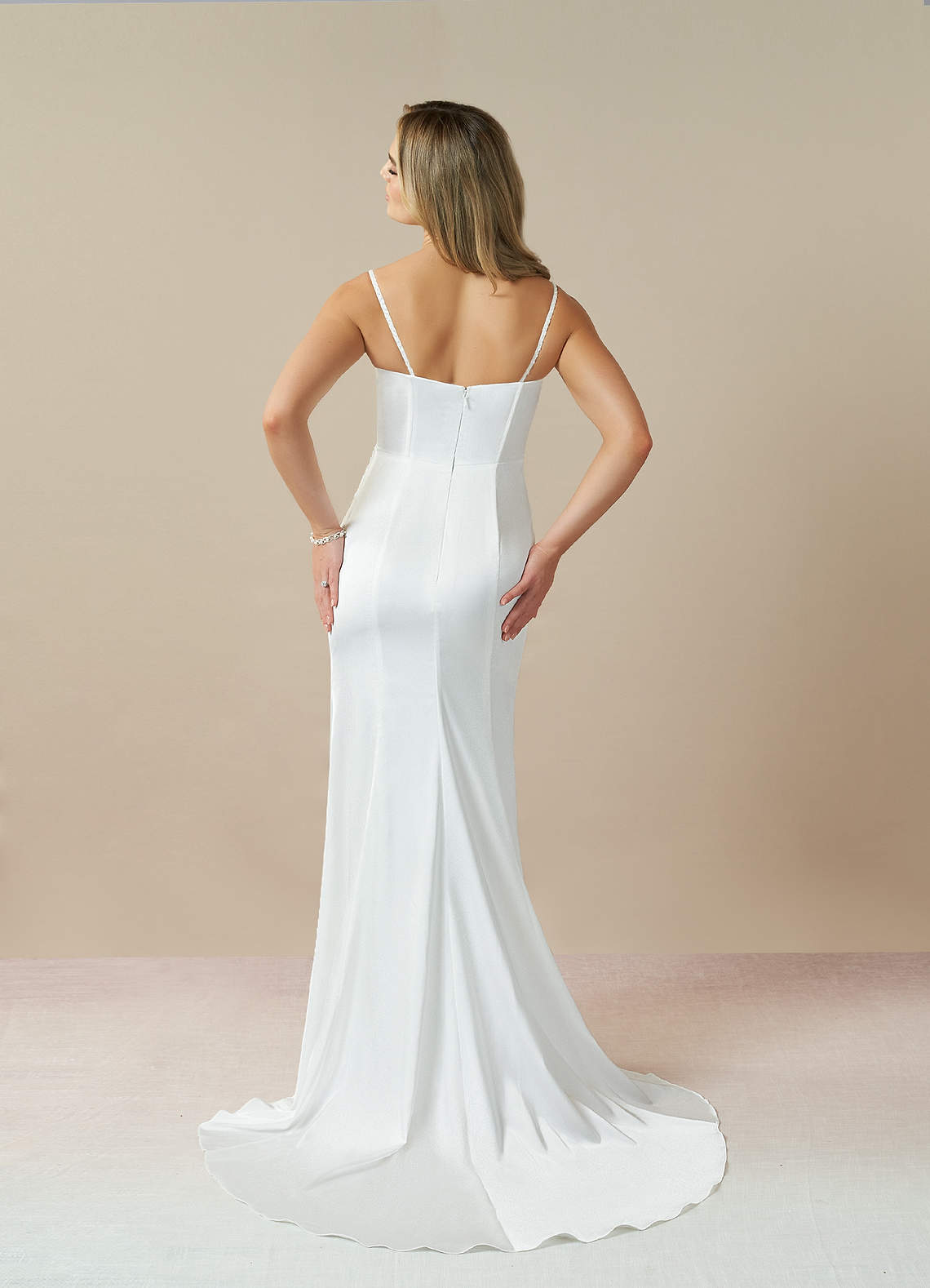Diamond White Mermaid Pleated Stretch Satin Dress