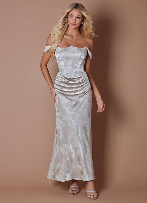 Pheobe Platinum Gray Maxi Dress