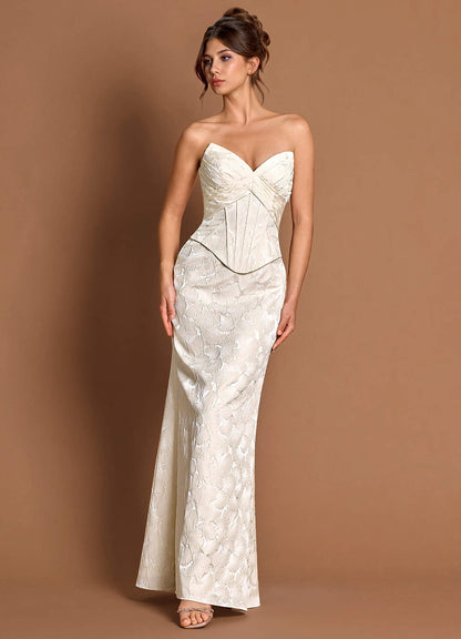 Solveig French White Maxi Dress