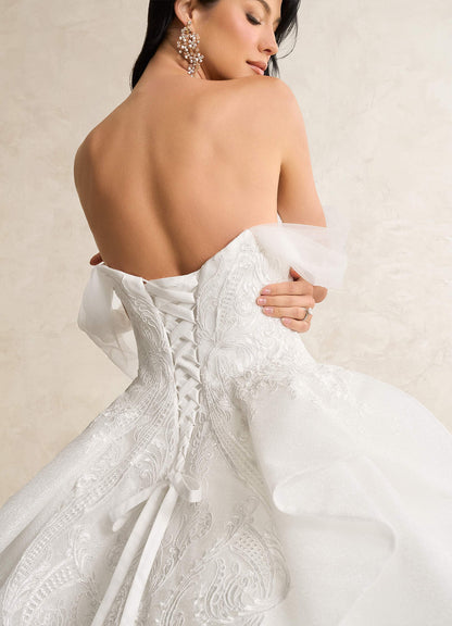 Diamond White Ball-Gown Sequins Tulle Dress