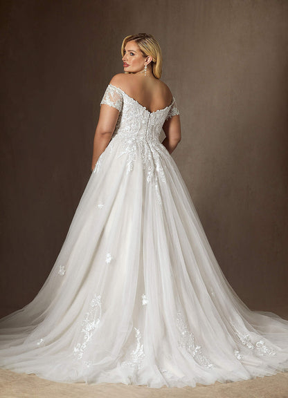 Diamond White Ball-Gown Off the Shoulder Tulle Dress