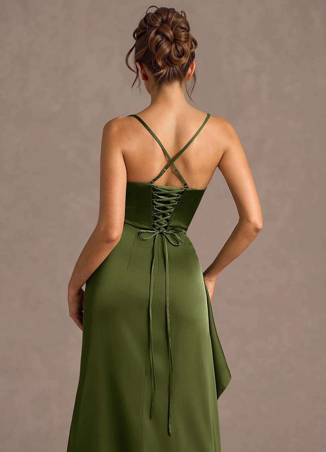 Thora Olive Open Back Prom Dress