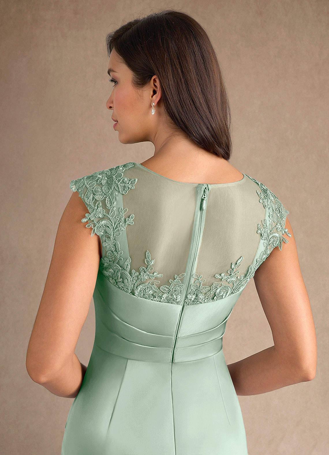 Agave Sheath Pleated Stretch Satin Dress