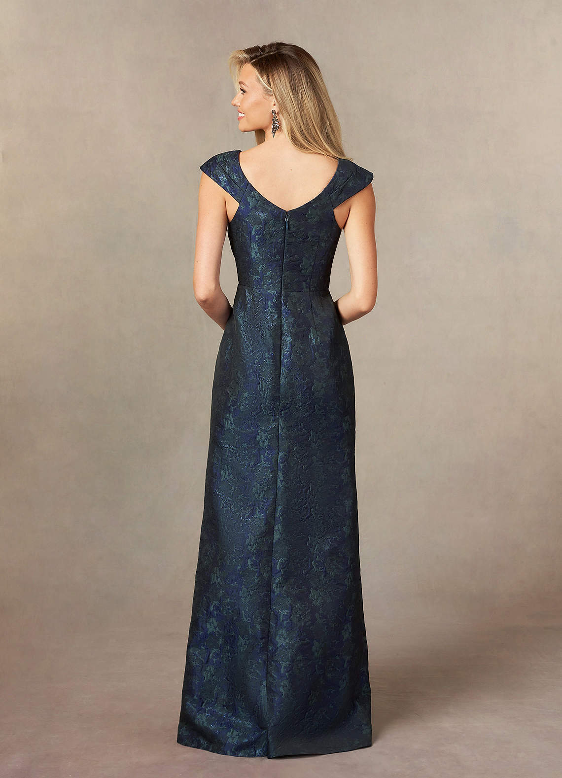 Dark Navy Mermaid Ruched Jacquard Dress