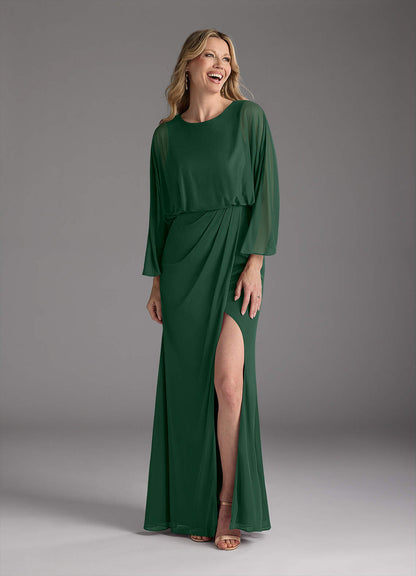 Dark Green Mermaid Pleated Mesh Dress