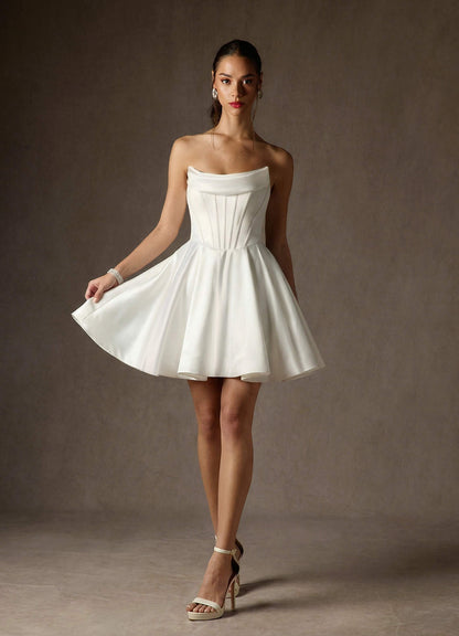 Diamond White A-Line Strapless Satin Dress